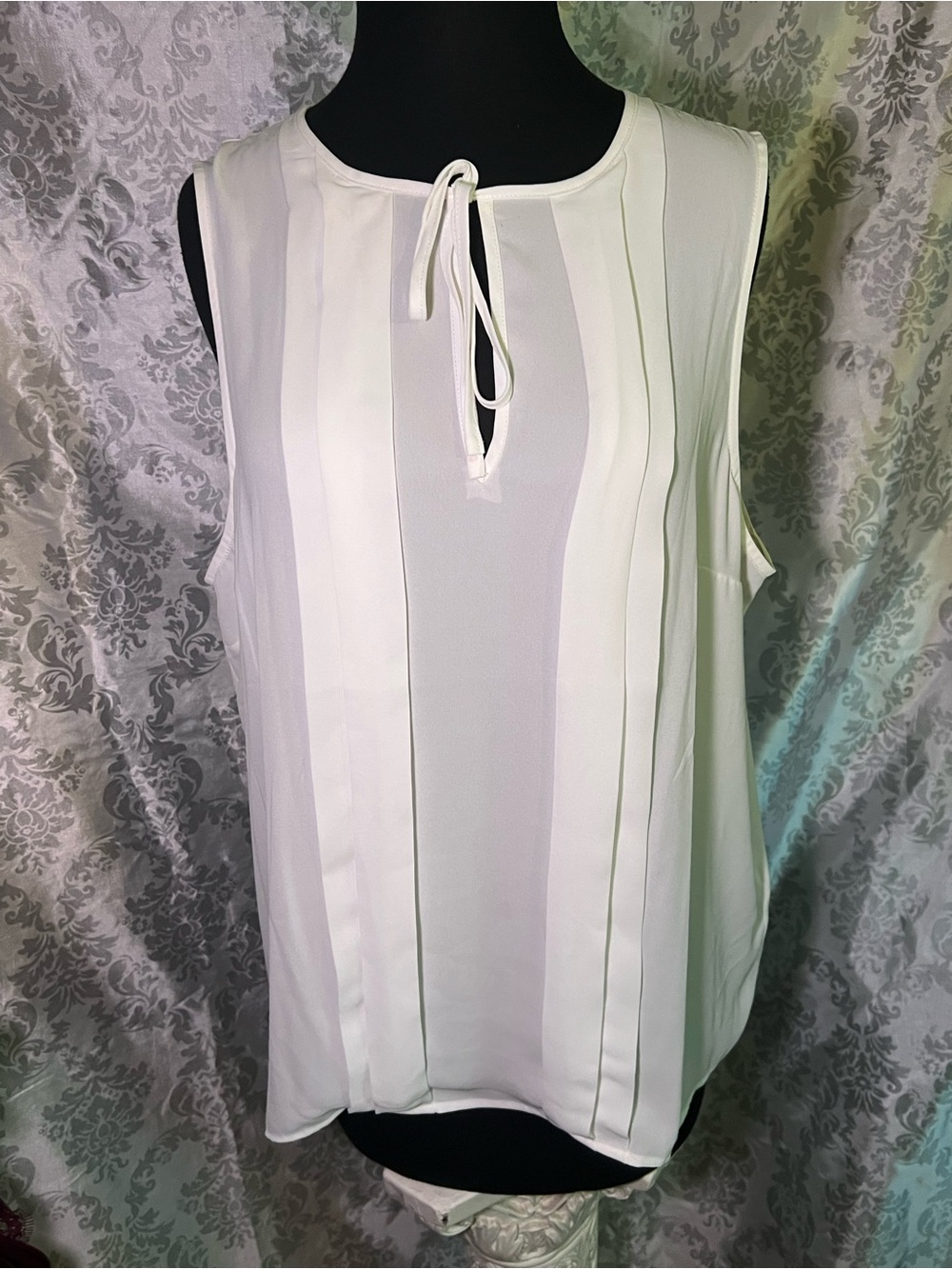 J. Crew White Sleeveless Pleated Tie-Neck Camisole